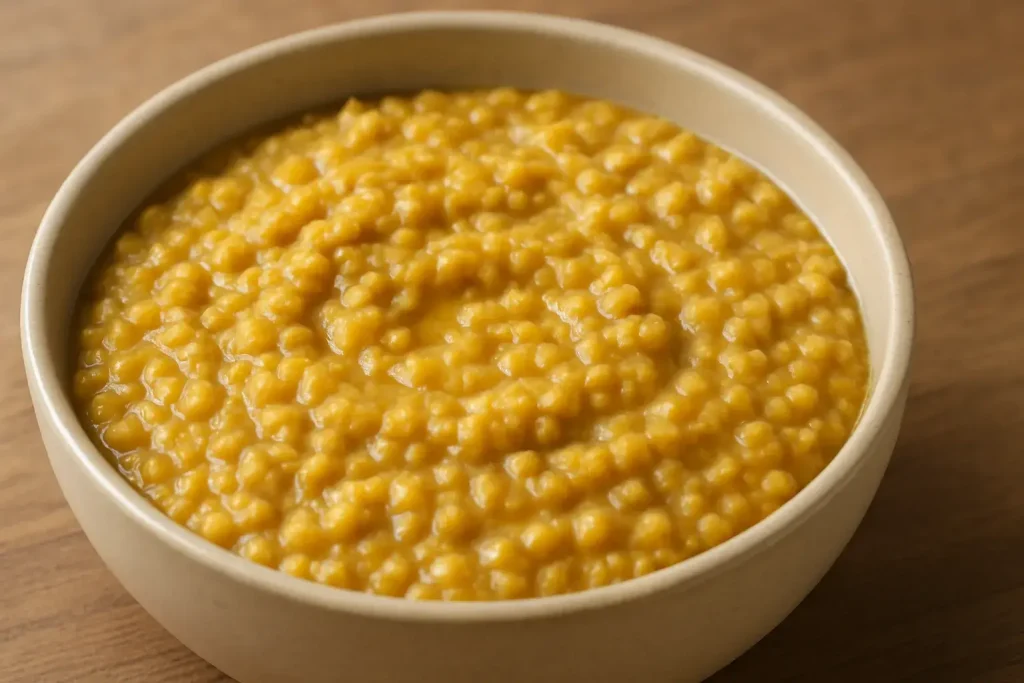 A bowl of lentil porridge